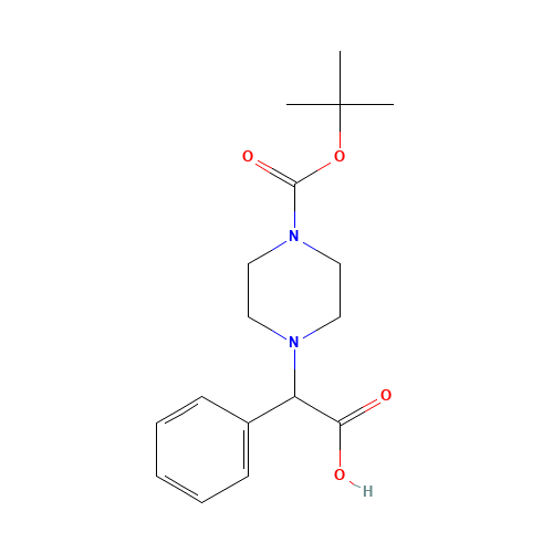 347186-49-6 2-[4-[(2-methylpropan-2-yl)oxycarbonyl]piperazin-1-yl]-2-phenylacetic acid chemical structure