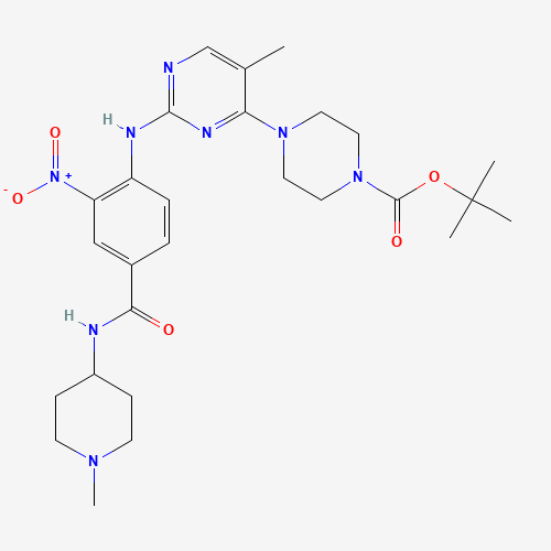 1538605-55-8 tert-butyl 4-[5-methyl-2-[4-[(1-methylpiperidin-4-yl)carbamoyl]-2-nitroanilino]pyrimidin-4-yl]piperazine-1-carboxylate chemical structure