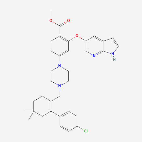 1235865-76-5 methyl 4-[4-[[2-(4-chlorophenyl)-4,4-dimethylcyclohexen-1-yl]methyl]piperazin-1-yl]-2-(1H-pyrrolo[2,3-b]pyridin-5-yloxy)benzoate chemical structure
