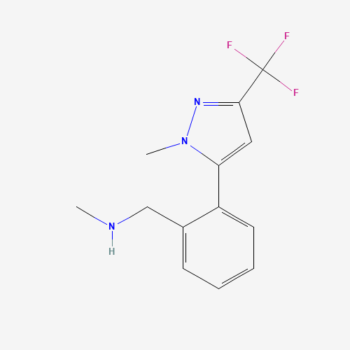 898598-62-4 N-methyl-1-[2-[2-methyl-5-(trifluoromethyl)pyrazol-3-yl]phenyl]methanamine chemical structure