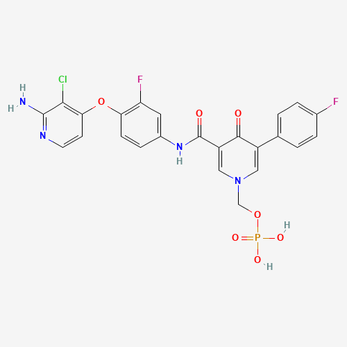 1174161-69-3 [3-[[4-(2-amino-3-chloropyridin-4-yl)oxy-3-fluorophenyl]carbamoyl]-5-(4-fluorophenyl)-4-oxopyridin-1-yl]methyl dihydrogen phosphate chemical structure