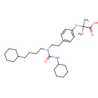 265129-71-3 2-[4-[2-[4-cyclohexylbutyl(cyclohexylcarbamoyl)amino]ethyl]phenyl]sulfanyl-2-methylpropanoic acid chemical structure