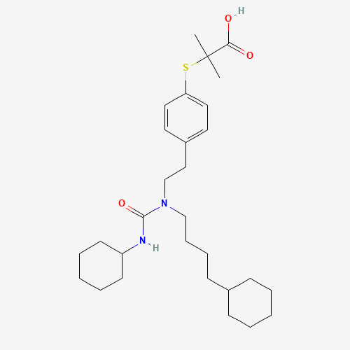 265129-71-3 2-[4-[2-[4-cyclohexylbutyl(cyclohexylcarbamoyl)amino]ethyl]phenyl]sulfanyl-2-methylpropanoic acid chemical structure