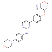 1292310-49-6 5-[2-(4-morpholin-4-ylanilino)pyrimidin-4-yl]-2-(oxan-4-yloxy)benzonitrile chemical structure