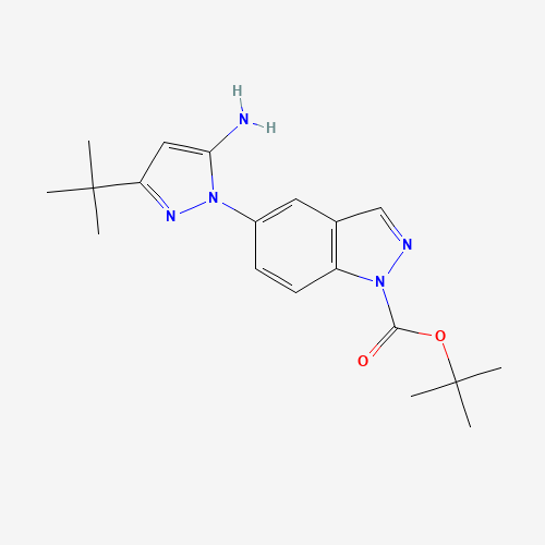 897374-23-1 tert-butyl 5-(5-amino-3-tert-butylpyrazol-1-yl)indazole-1-carboxylate chemical structure
