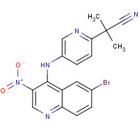 1370616-08-2 2-[5-[(6-bromo-3-nitroquinolin-4-yl)amino]pyridin-2-yl]-2-methylpropanenitrile chemical structure