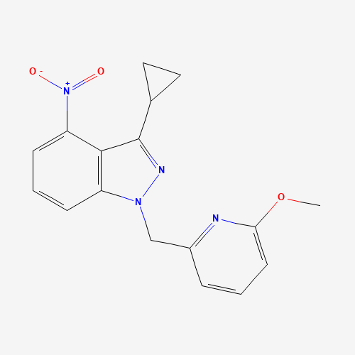 1527518-35-9 3-cyclopropyl-1-[(6-methoxypyridin-2-yl)methyl]-4-nitroindazole chemical structure