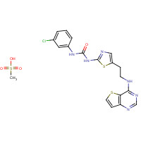1146618-41-8 1-(3-chlorophenyl)-3-[5-[2-(thieno[3,2-d]pyrimidin-4-ylamino)ethyl]-1,3-thiazol-2-yl]urea;methanesulfonic acid chemical structure