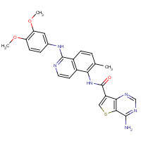 1446111-63-2 4-amino-N-[1-(3,4-dimethoxyanilino)-6-methylisoquinolin-5-yl]thieno[3,2-d]pyrimidine-7-carboxamide chemical structure
