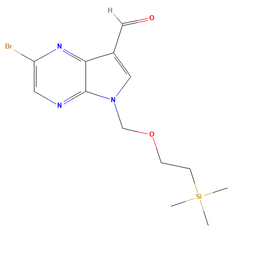 1185428-34-5 2-bromo-5-(2-trimethylsilylethoxymethyl)pyrrolo[2,3-b]pyrazine-7-carbaldehyde chemical structure
