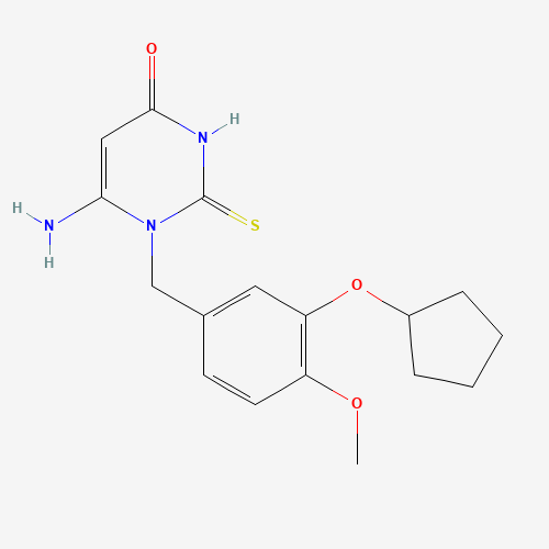 162279-51-8 6-amino-1-[(3-cyclopentyloxy-4-methoxyphenyl)methyl]-2-sulfanylidenepyrimidin-4-one chemical structure