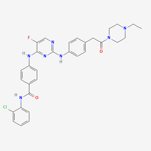 1158838-45-9 N-(2-chlorophenyl)-4-[[2-[4-[2-(4-ethylpiperazin-1-yl)-2-oxoethyl]anilino]-5-fluoropyrimidin-4-yl]amino]benzamide chemical structure