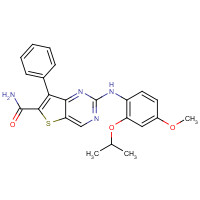 1462947-84-7 2-(4-methoxy-2-propan-2-yloxyanilino)-7-phenylthieno[3,2-d]pyrimidine-6-carboxamide chemical structure