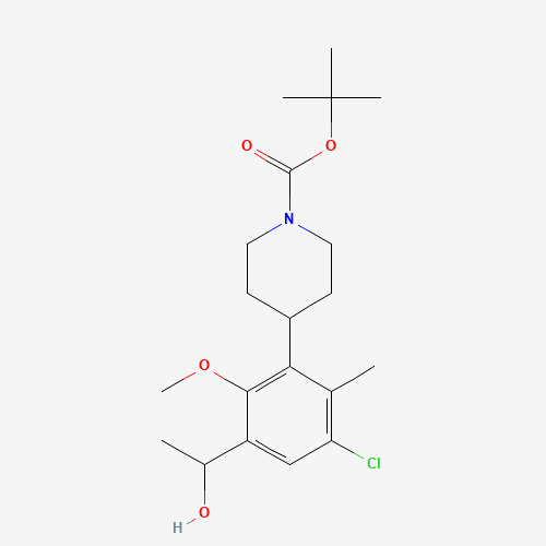 1426700-01-7 tert-butyl 4-[5-chloro-3-(1-hydroxyethyl)-2-methoxy-6-methylphenyl]piperidine-1-carboxylate chemical structure