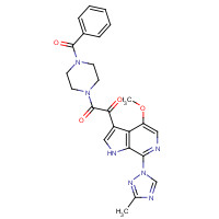 701213-36-7 1-(4-benzoylpiperazin-1-yl)-2-[4-methoxy-7-(3-methyl-1,2,4-triazol-1-yl)-1H-pyrrolo[2,3-c]pyridin-3-yl]ethane-1,2-dione chemical structure