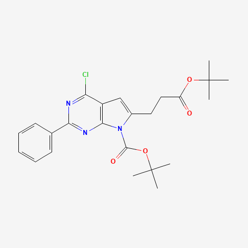 343633-09-0 tert-butyl 4-chloro-6-[3-[(2-methylpropan-2-yl)oxy]-3-oxopropyl]-2-phenylpyrrolo[2,3-d]pyrimidine-7-carboxylate chemical structure
