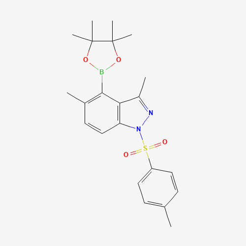 1421252-90-5 3,5-dimethyl-1-(4-methylphenyl)sulfonyl-4-(4,4,5,5-tetramethyl-1,3,2-dioxaborolan-2-yl)indazole chemical structure