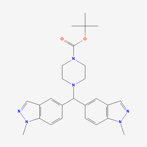 1446818-54-7 tert-butyl 4-[bis(1-methylindazol-5-yl)methyl]piperazine-1-carboxylate chemical structure