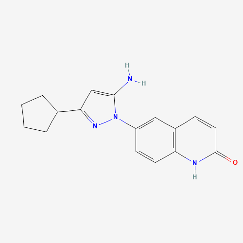897374-56-0 6-(5-amino-3-cyclopentylpyrazol-1-yl)-1H-quinolin-2-one chemical structure