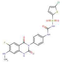936500-94-6 1-(5-chlorothiophen-2-yl)sulfonyl-3-[4-[6-fluoro-7-(methylamino)-2,4-dioxo-1H-quinazolin-3-yl]phenyl]urea chemical structure
