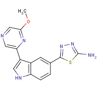 1401347-35-0 5-[3-(6-methoxypyrazin-2-yl)-1H-indol-5-yl]-1,3,4-thiadiazol-2-amine chemical structure