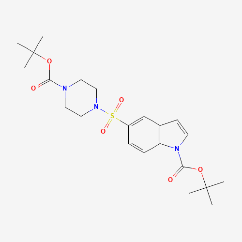 503045-76-9 tert-butyl 5-[4-[(2-methylpropan-2-yl)oxycarbonyl]piperazin-1-yl]sulfonylindole-1-carboxylate chemical structure