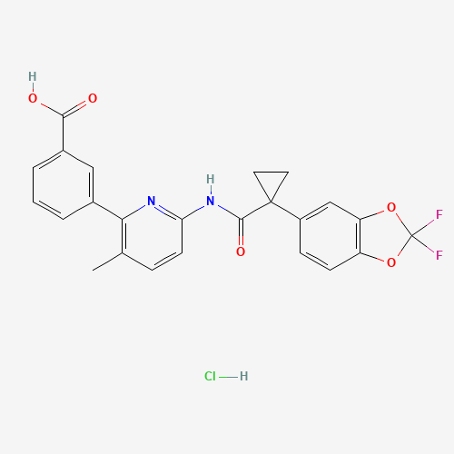 1160221-26-0 3-[6-[[1-(2,2-difluoro-1,3-benzodioxol-5-yl)cyclopropanecarbonyl]amino]-3-methylpyridin-2-yl]benzoic acid;hydrochloride chemical structure