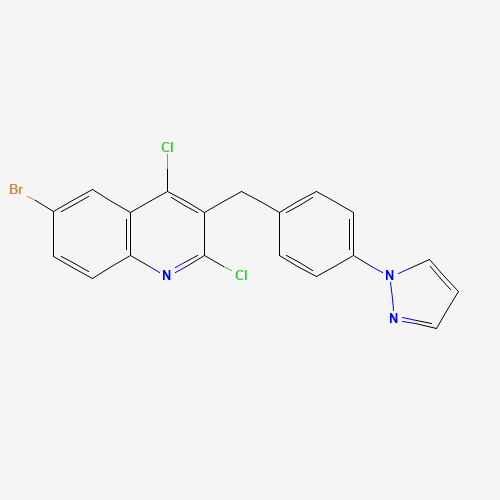 1599528-98-9 6-bromo-2,4-dichloro-3-[(4-pyrazol-1-ylphenyl)methyl]quinoline chemical structure