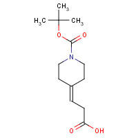 301185-77-3 3-[1-[(2-methylpropan-2-yl)oxycarbonyl]piperidin-4-ylidene]propanoic acid chemical structure