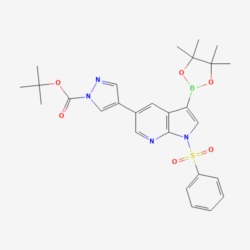 1147998-42-2 tert-butyl 4-[1-(benzenesulfonyl)-3-(4,4,5,5-tetramethyl-1,3,2-dioxaborolan-2-yl)pyrrolo[2,3-b]pyridin-5-yl]pyrazole-1-carboxylate chemical structure