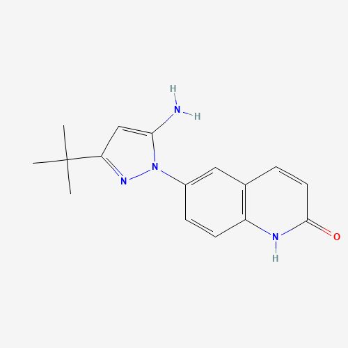 897374-45-7 6-(5-amino-3-tert-butylpyrazol-1-yl)-1H-quinolin-2-one chemical structure
