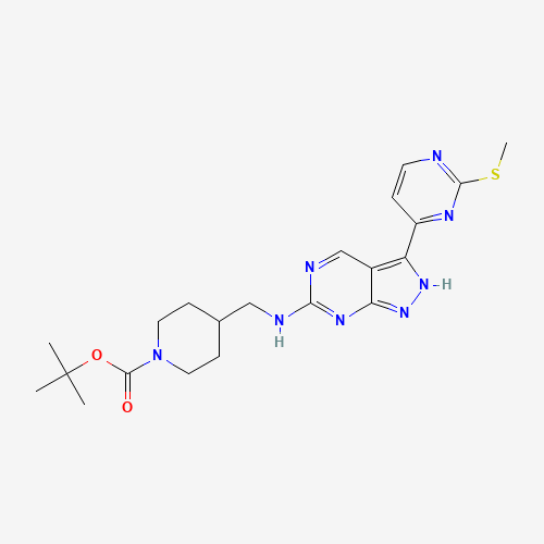 1386398-91-9 tert-butyl 4-[[[3-(2-methylsulfanylpyrimidin-4-yl)-2H-pyrazolo[3,4-d]pyrimidin-6-yl]amino]methyl]piperidine-1-carboxylate chemical structure