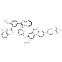 1089283-49-7 N-(2,6-difluorophenyl)-5-[3-[2-[5-ethyl-2-methoxy-4-[4-(4-methylsulfonylpiperazin-1-yl)piperidin-1-yl]anilino]pyrimidin-4-yl]imidazo[1,2-a]pyridin-2-yl]-2-methoxybenzamide chemical structure