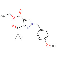 1235314-09-6 ethyl 3-(cyclopropanecarbonyl)-1-[(4-methoxyphenyl)methyl]pyrazole-4-carboxylate chemical structure