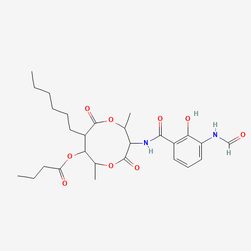 27220-57-1 [3-[(3-formamido-2-hydroxybenzoyl)amino]-8-hexyl-2,6-dimethyl-4,9-dioxo-1,5-dioxonan-7-yl] butanoate chemical structure