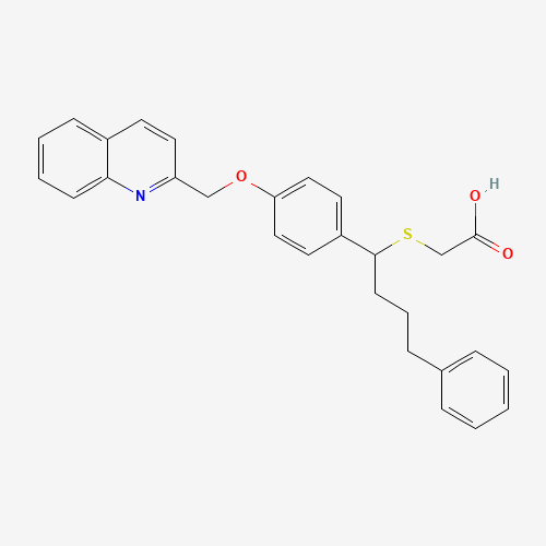 127481-29-2 2-[4-phenyl-1-[4-(quinolin-2-ylmethoxy)phenyl]butyl]sulfanylacetic acid chemical structure