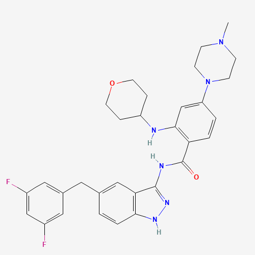 1108743-60-7 N-[5-[(3,5-difluorophenyl)methyl]-1H-indazol-3-yl]-4-(4-methylpiperazin-1-yl)-2-(oxan-4-ylamino)benzamide chemical structure