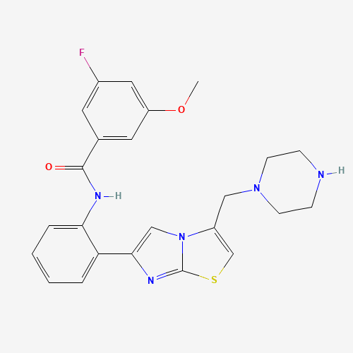 925437-64-5 3-fluoro-5-methoxy-N-[2-[3-(piperazin-1-ylmethyl)imidazo[2,1-b][1,3]thiazol-6-yl]phenyl]benzamide chemical structure