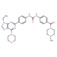 1173204-81-3 1-[4-(3-ethyl-7-morpholin-4-yltriazolo[4,5-d]pyrimidin-5-yl)phenyl]-3-[4-(4-methylpiperazine-1-carbonyl)phenyl]urea chemical structure