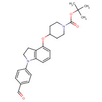 1001398-02-2 tert-butyl 4-[[1-(4-formylphenyl)-2,3-dihydroindol-4-yl]oxy]piperidine-1-carboxylate chemical structure