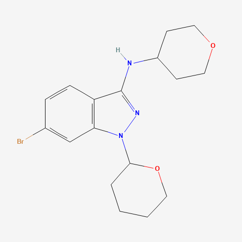 1214900-68-1 6-bromo-1-(oxan-2-yl)-N-(oxan-4-yl)indazol-3-amine chemical structure