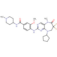 1062243-51-9 4-[(9-cyclopentyl-7,7-difluoro-5-methyl-6-oxo-8H-pyrimido[4,5-b][1,4]diazepin-2-yl)amino]-3-methoxy-N-(1-methylpiperidin-4-yl)benzamide chemical structure