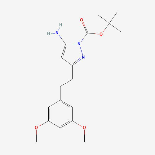 1035270-66-6 tert-butyl 5-amino-3-[2-(3,5-dimethoxyphenyl)ethyl]pyrazole-1-carboxylate chemical structure