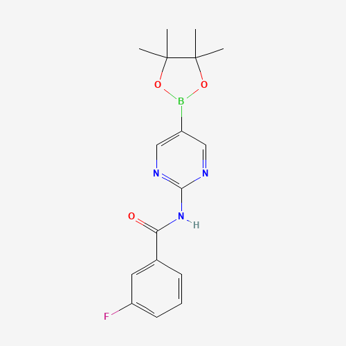 1094070-75-3 3-fluoro-N-[5-(4,4,5,5-tetramethyl-1,3,2-dioxaborolan-2-yl)pyrimidin-2-yl]benzamide chemical structure