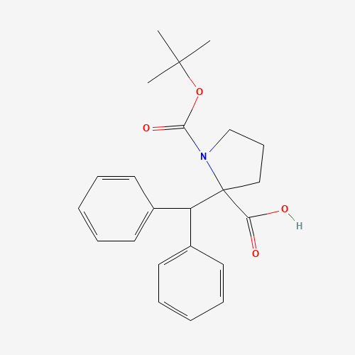351002-64-7 2-benzhydryl-1-[(2-methylpropan-2-yl)oxycarbonyl]pyrrolidine-2-carboxylic acid chemical structure