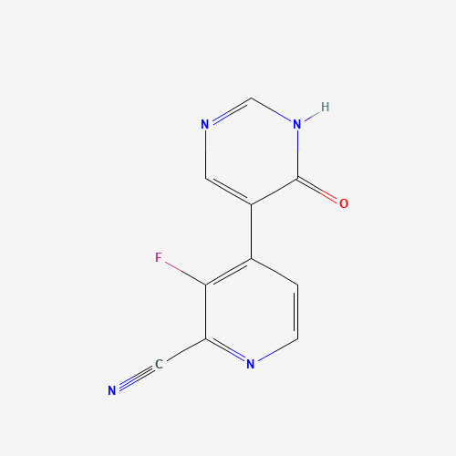 1428882-06-7 3-fluoro-4-(6-oxo-1H-pyrimidin-5-yl)pyridine-2-carbonitrile chemical structure