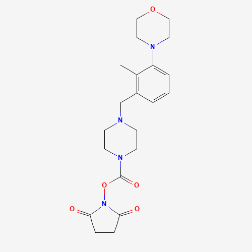 1460032-95-4 (2,5-dioxopyrrolidin-1-yl) 4-[(2-methyl-3-morpholin-4-ylphenyl)methyl]piperazine-1-carboxylate chemical structure