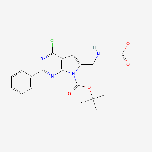 343633-04-5 tert-butyl 4-chloro-6-[[(1-methoxy-2-methyl-1-oxopropan-2-yl)amino]methyl]-2-phenylpyrrolo[2,3-d]pyrimidine-7-carboxylate chemical structure