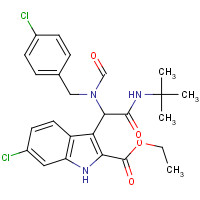 1364488-67-4 ethyl 3-[2-(tert-butylamino)-1-[(4-chlorophenyl)methyl-formylamino]-2-oxoethyl]-6-chloro-1H-indole-2-carboxylate chemical structure