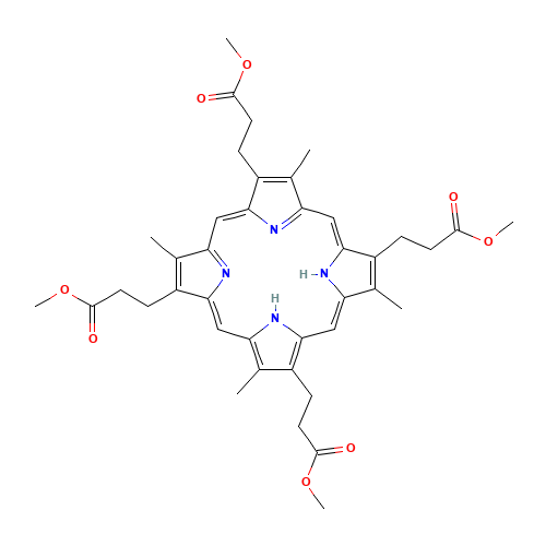 25767-20-8 methyl 3-[7,12,17-tris(3-methoxy-3-oxopropyl)-3,8,13,18-tetramethyl-21,22-dihydroporphyrin-2-yl]propanoate chemical structure